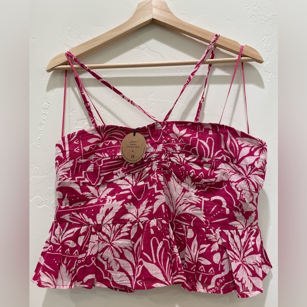 Bila Pink Smocked Tie Front Camisole